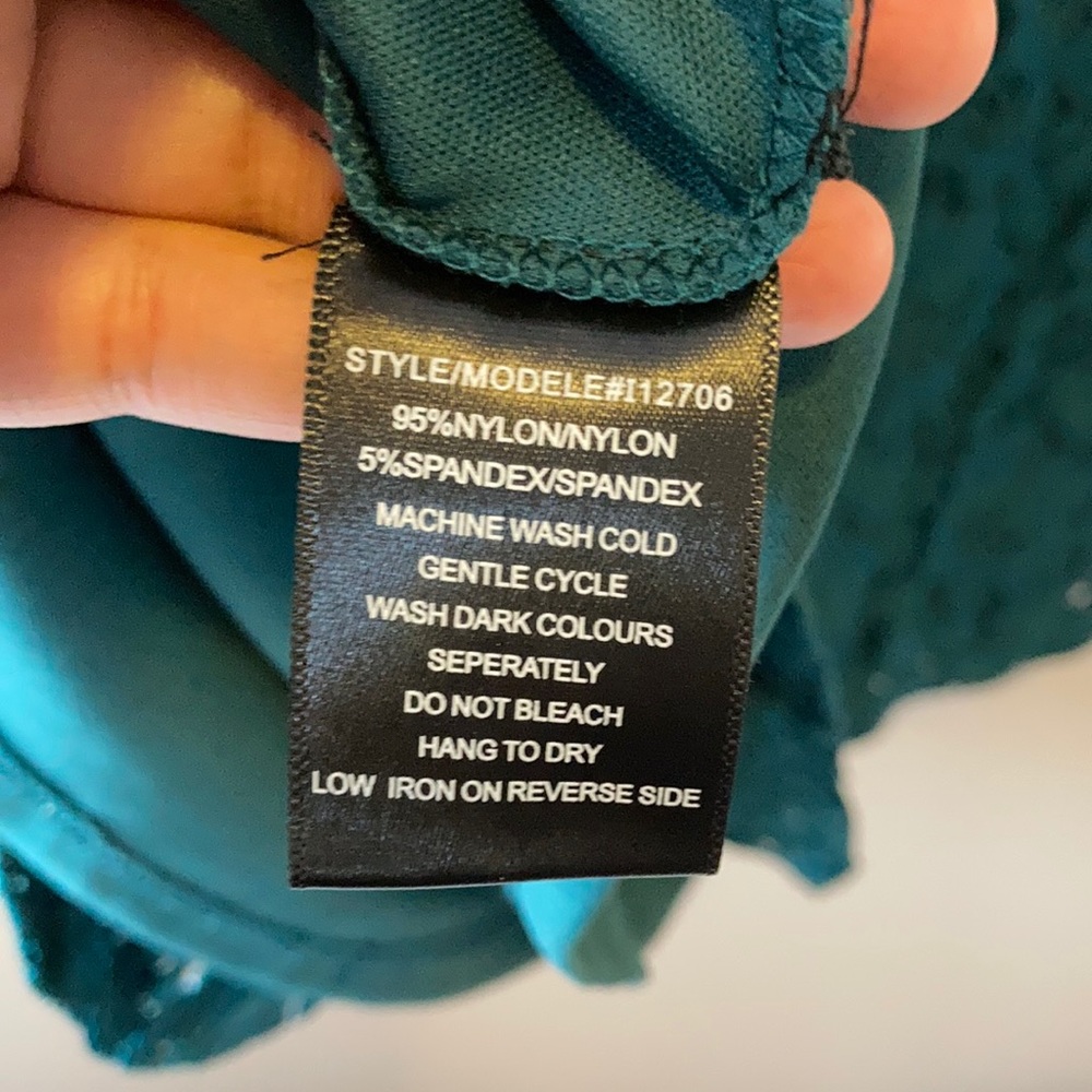 HP!๐ River Island, Mini Dress, Teal Lace w/Black Mesh, Sleeveless, Party, Sz L - Picture 11 of 13
